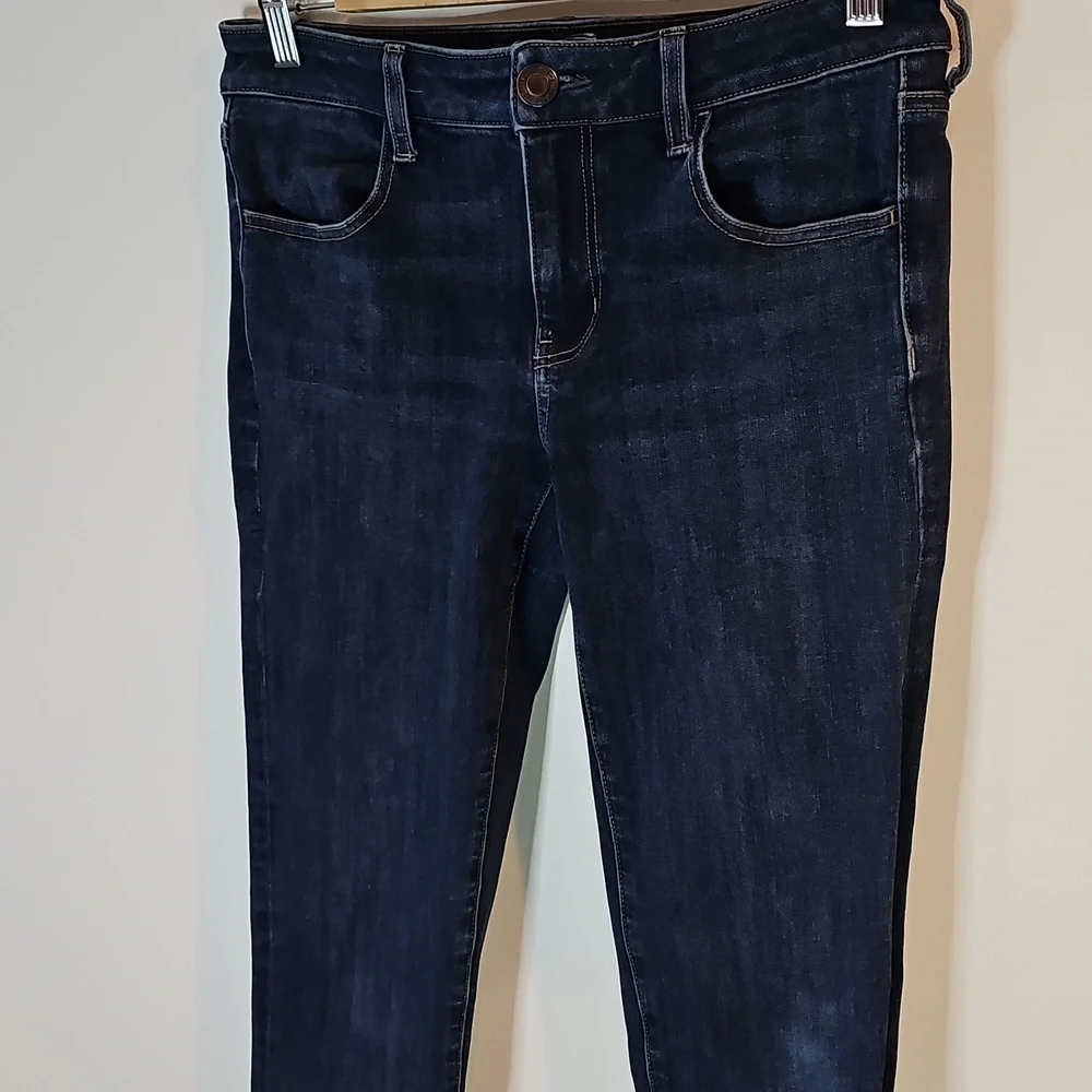 American Eagle Size 6 Super Stretch X Dark Blue Skinny Jeggings - Picture 2 of 8